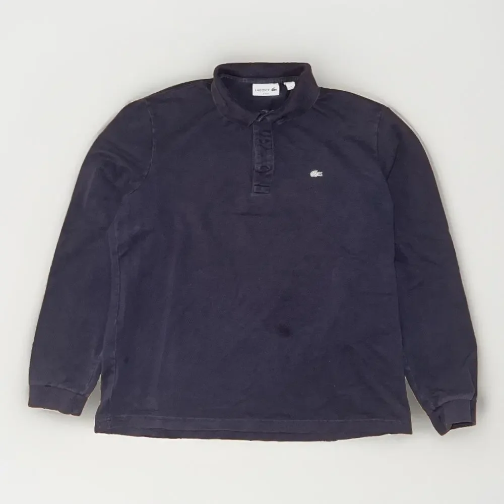 Lacoste Classic Fit Mesh Long Sleeve Golf Polo Casual Shirt Navy Blue XL FR 7